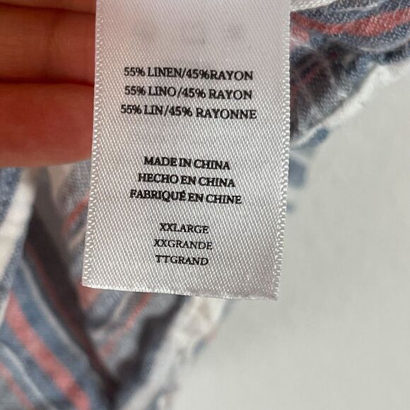 Rails Carson Linen Blend Shirt Mens XXL Gray Striped Button Up Short Sleeve - Picture 9 of 14